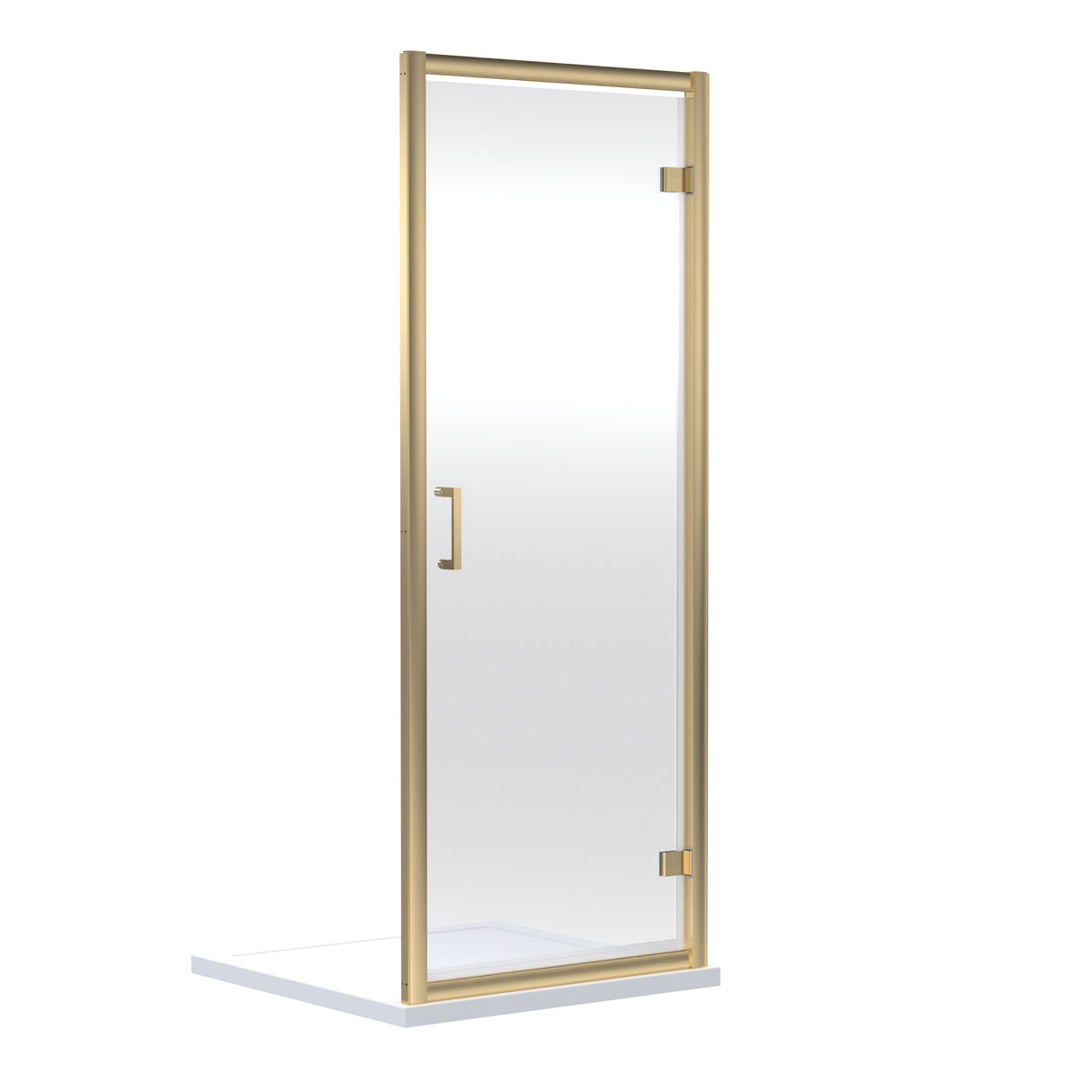 Nuie Rene Hinged Shower Door Brushed Brass - 6mm Glass SMHD76BB-E6