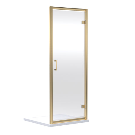 Nuie Rene Hinged Shower Door Brushed Brass - 6mm Glass SMHD76BB-E6