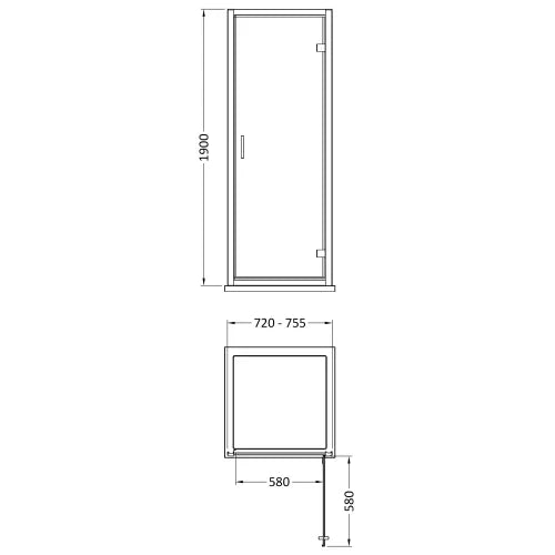 Nuie Rene Hinged Shower Door Brushed Brass - 6mm Glass SMHD76BB-E6 LD