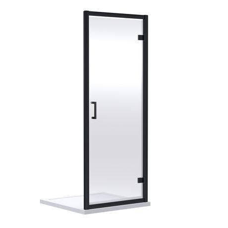 Nuie Rene Hinged Shower Door Matt Black - 6mm Glass SMHD90BP-E6