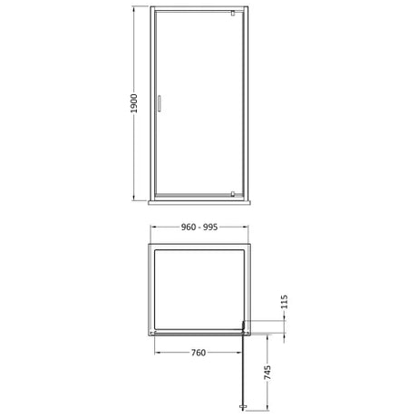 Nuie Rene Pivot Shower Door Chrome - 6mm Glass SMPD10-E6 LD