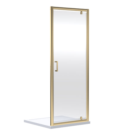 Nuie Rene Pivot Shower Door Brushed Brass - 6mm Glass SMPD80BB-E6