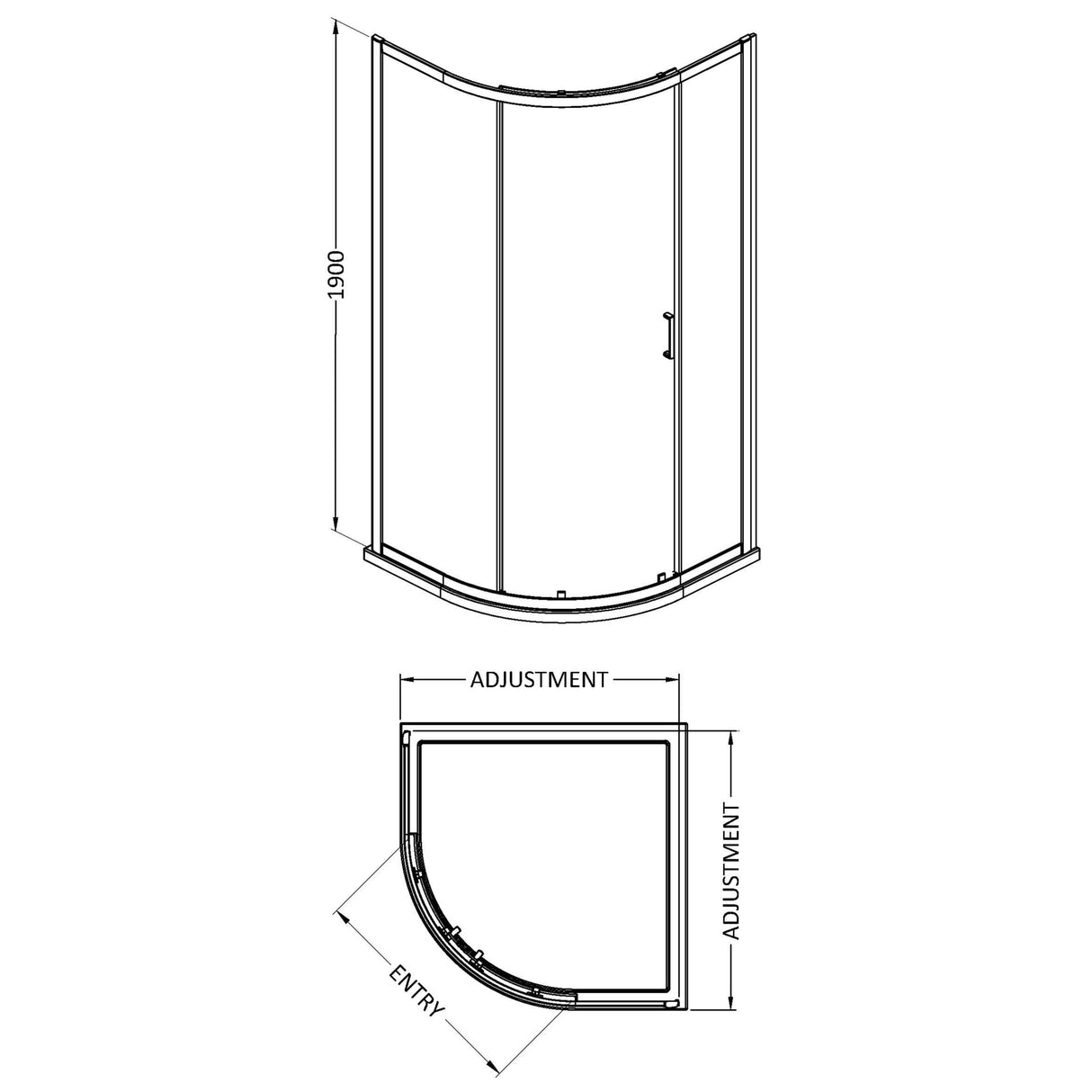 Nuie Rene Single Entry Quadrant Shower Enclosure - 6mm Glass (900 x 900mm) Chrome SMQ9E1-E6 LD
