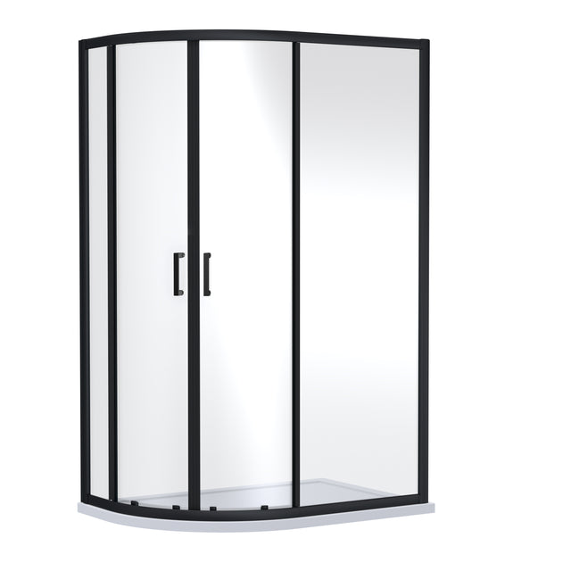 Nuie Rene Offset Quadrant Shower Enclosure Matt Black - 6mm Glass SMQU108BP-E6