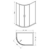 Nuie Rene Offset Quadrant Shower Enclosure Matt Black - 6mm Glass SMQU108BP-E6 LD