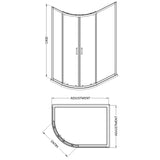 Nuie Rene Offset Quadrant Shower Enclosure Chrome - 6mm Glass SMQU128-E6 LD