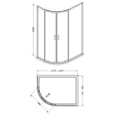 Nuie Rene Offset Quadrant Shower Enclosure Matt Black - 6mm Glass SMQU128BP-E6 LD