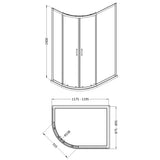 Nuie Rene Offset Quadrant Shower Enclosure Matt Black - 6mm Glass SMQU129BP-E6 LD