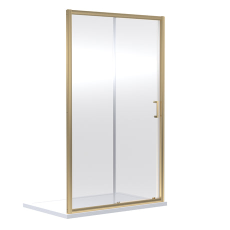 Nuie Rene Single Sliding Shower Door Brushed Brass - 6mm Glass SMSL12BB-E6