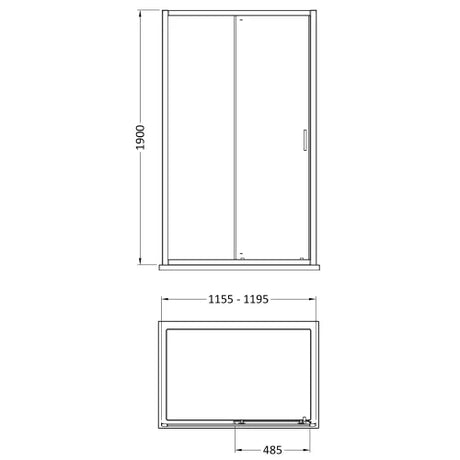 Nuie Rene Single Sliding Shower Door Brushed Brass - 6mm Glass SMSL12BB-E6 LD