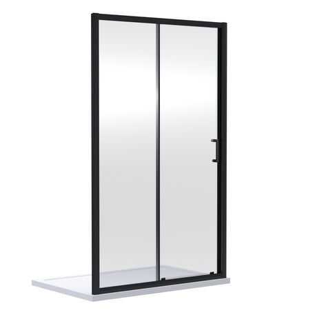 Nuie Rene Single Sliding Shower Door Matt Black - 6mm Glass SMSL12BP-E6