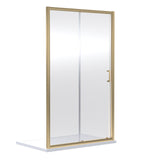 Nuie Rene Single Sliding Shower Door Brushed Brass - 6mm Glass SMSL15BB-E6