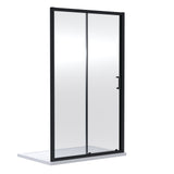 Nuie Rene Single Sliding Shower Door Matt Black - 6mm Glass SMSL16BP-E6