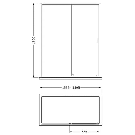 Nuie Rene Single Sliding Shower Door Matt Black - 6mm Glass SMSL16BP-E6 LD
