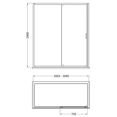 Nuie Rene Single Sliding Shower Door Matt Black - 6mm Glass SMSL17BP-E6 LD
