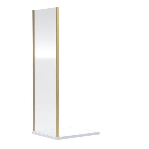 Nuie Rene Shower Side Panel Brushed Brass - 6mm Glass SMSP10BB-E6