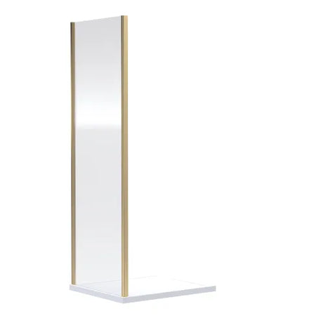 Nuie Rene Shower Side Panel Brushed Brass - 6mm Glass SMSP10BB-E6