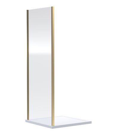 Nuie Rene Shower Side Panel Brushed Brass - 6mm Glass SMSP70BB-E6