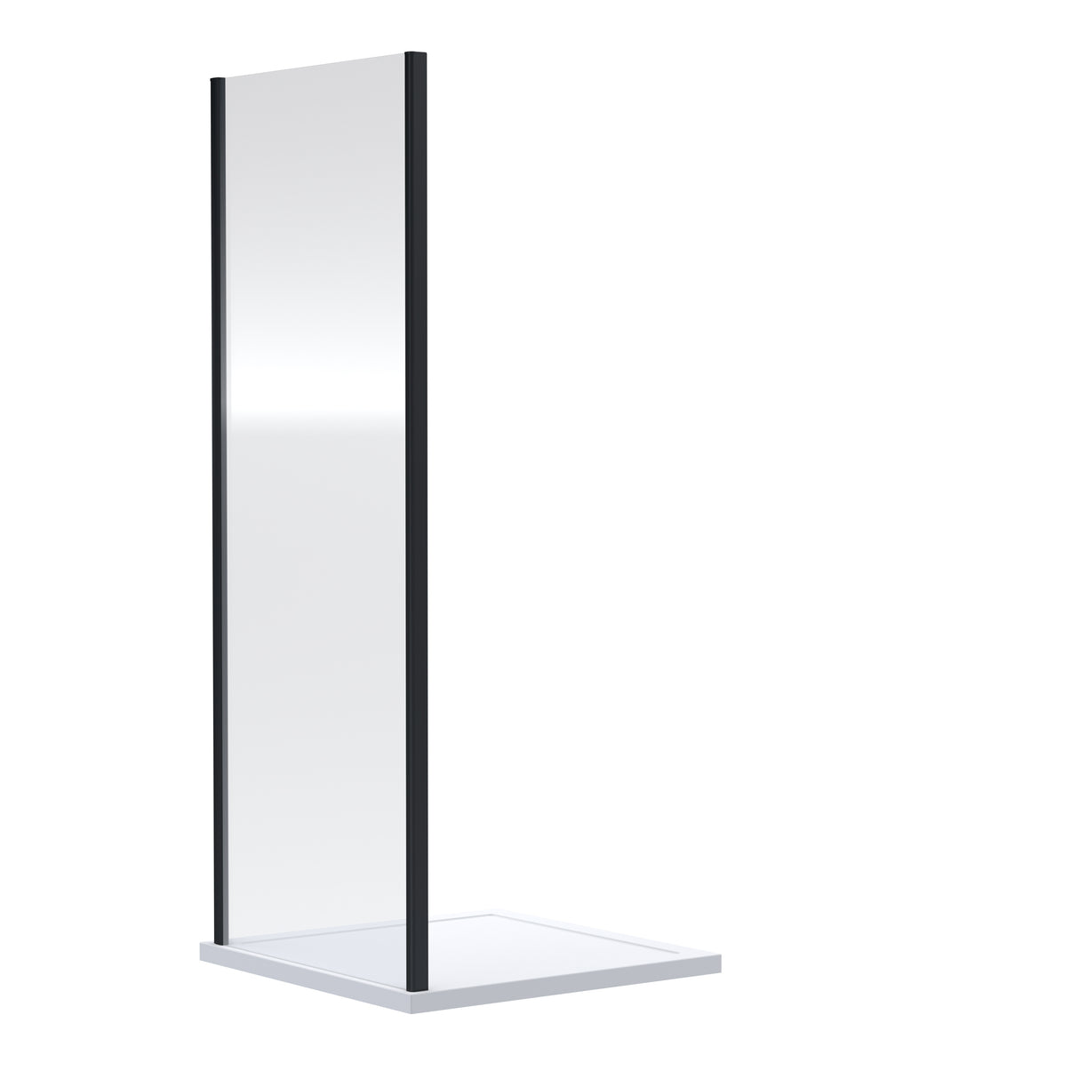 Nuie Rene Shower Side Panel Matt Black - 6mm Glass SMSP70BP-E6