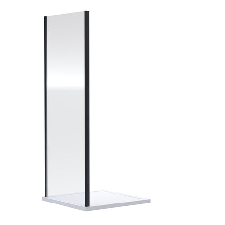 Nuie Rene Shower Side Panel Matt Black - 6mm Glass SMSP70BP-E6