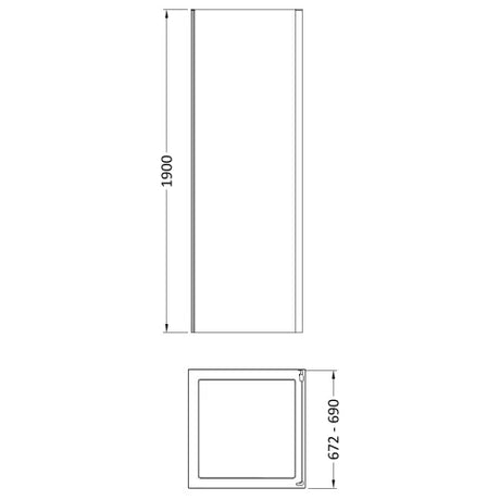 Nuie Rene Shower Side Panel Matt Black - 6mm Glass SMSP70BP-E6 LD