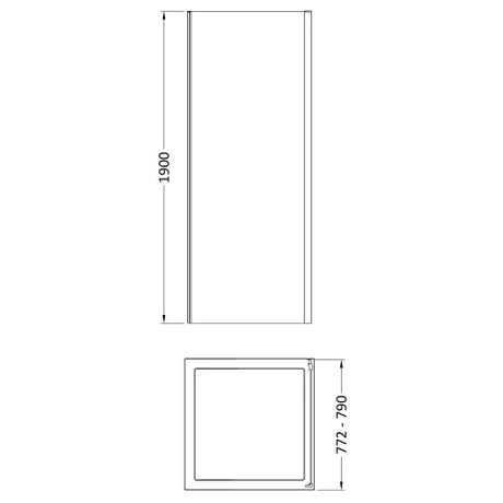 Nuie Rene Shower Side Panel Brushed Brass - 6mm Glass SMSP80BB-E6 LD