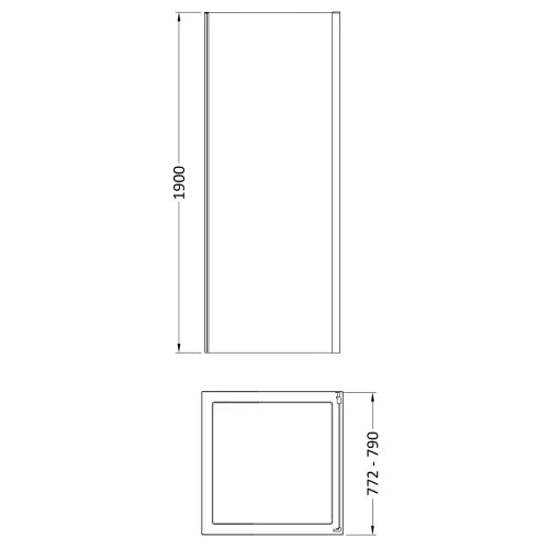 Nuie Rene Shower Side Panel Matt Black - 6mm Glass SMSP80BP-E6 LD