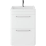 Hudson Reed Solar 600mm Floorstanding Vanity Unit & Basin, 2 Drawers Pure White SOL101