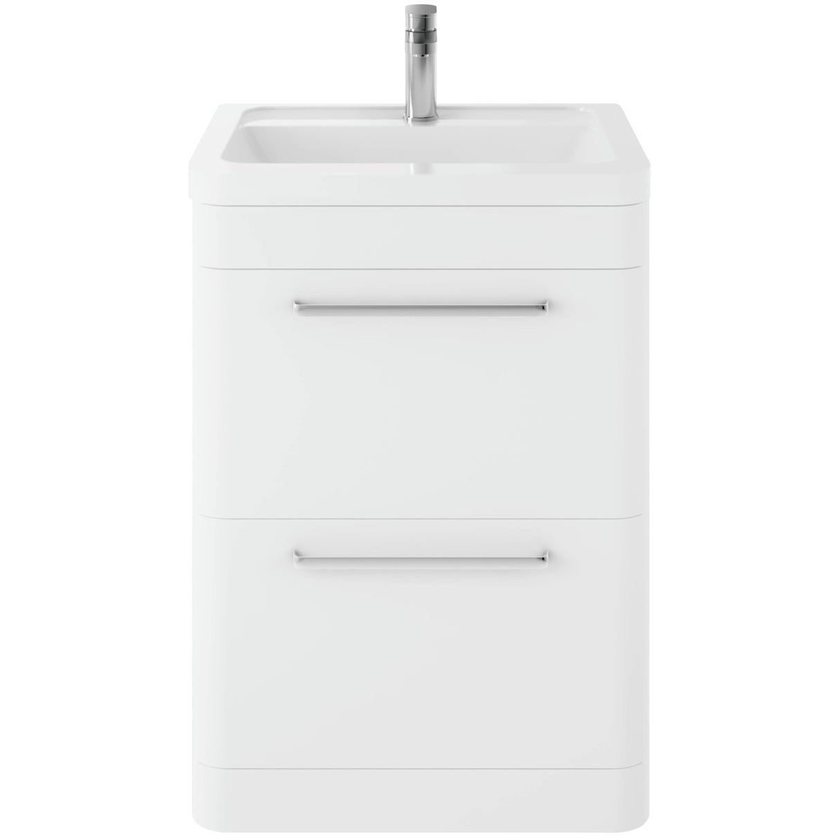 Hudson Reed Solar 600mm Floorstanding Vanity Unit & Basin, 2 Drawers Pure White SOL101A