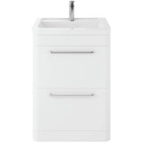 Hudson Reed Solar 600mm Floorstanding Vanity Unit & Basin, 2 Drawers Pure White SOL101A