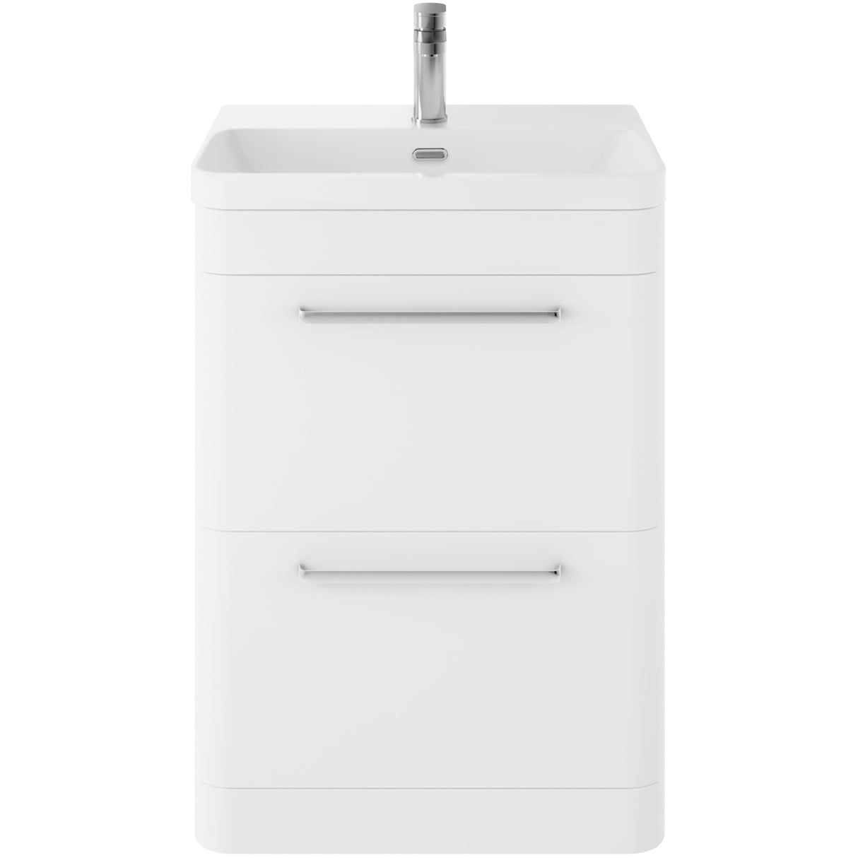 Hudson Reed Solar 600mm Floorstanding Vanity Unit & Basin, 2 Drawers Pure White SOL101B