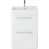 Hudson Reed Solar 600mm Floorstanding Vanity Unit & Basin, 2 Drawers Pure White SOL101B