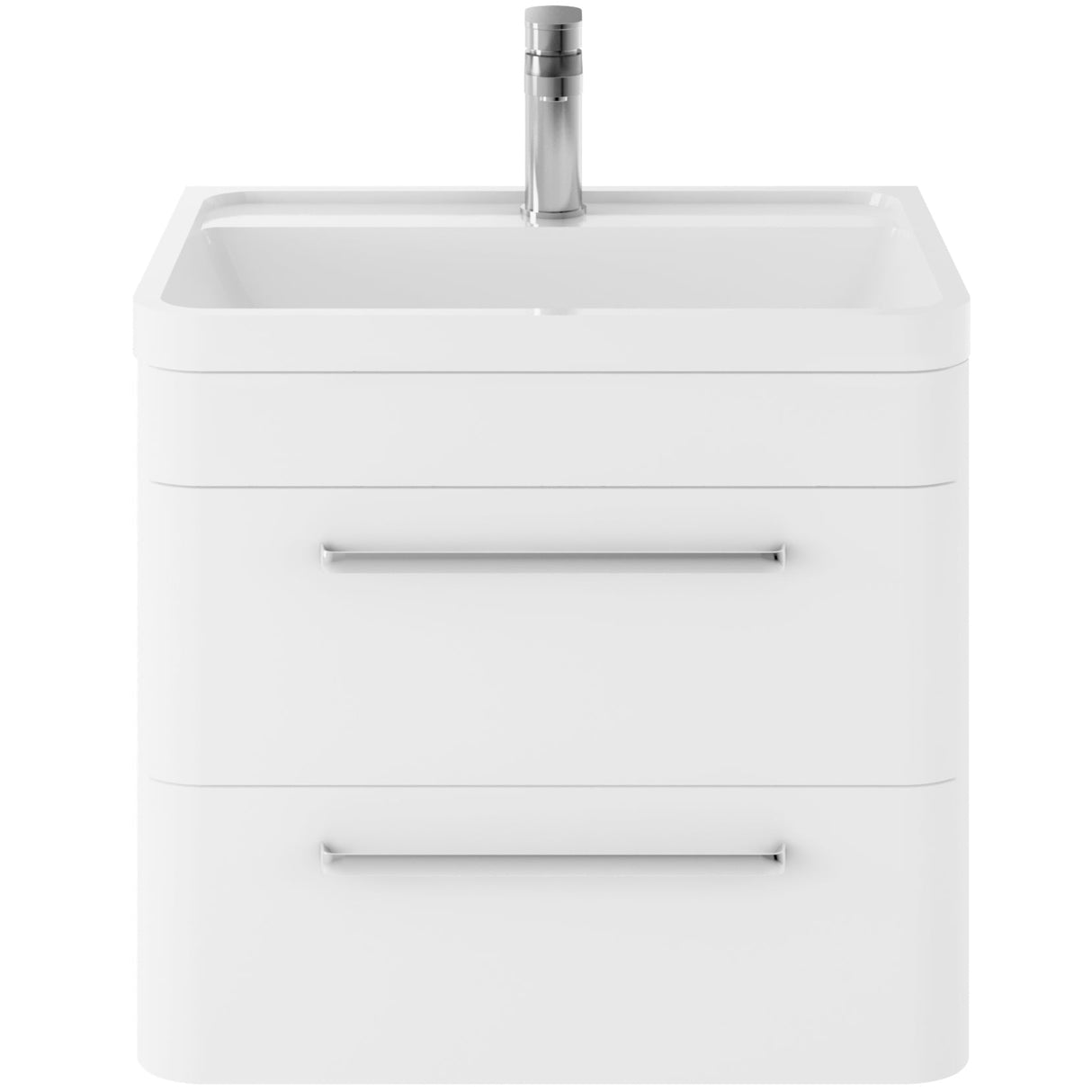 Hudson Reed Solar 600mm Wall Hung Vanity Unit & Basin, 2 Drawers Pure White SOL102