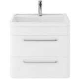 Hudson Reed Solar 600mm Wall Hung Vanity Unit & Basin, 2 Drawers Pure White SOL102