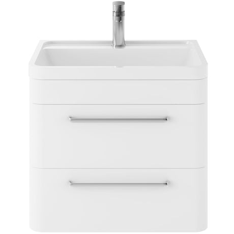 Hudson Reed Solar 600mm Wall Hung Vanity Unit & Basin, 2 Drawers Pure White SOL102