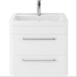 Hudson Reed Solar 600mm Wall Hung Vanity Unit & Basin, 2 Drawers Pure White SOL102A