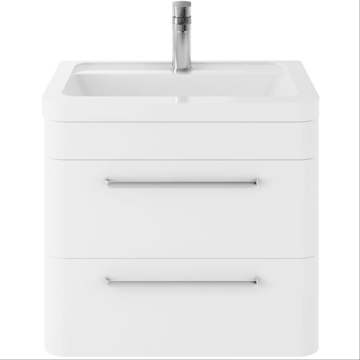 Hudson Reed Solar 600mm Wall Hung Vanity Unit & Basin, 2 Drawers Pure White SOL102A