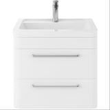 Hudson Reed Solar 600mm Wall Hung Vanity Unit & Basin, 2 Drawers Pure White SOL102A