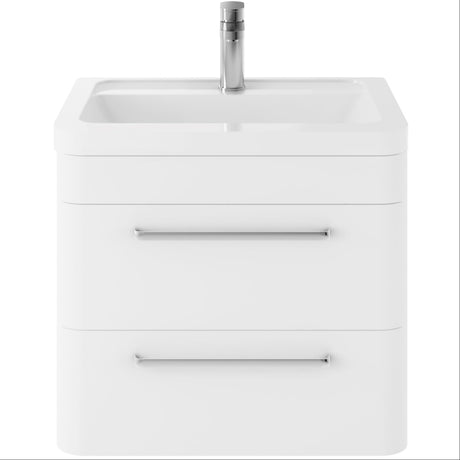 Hudson Reed Solar 600mm Wall Hung Vanity Unit & Basin, 2 Drawers Pure White SOL102A