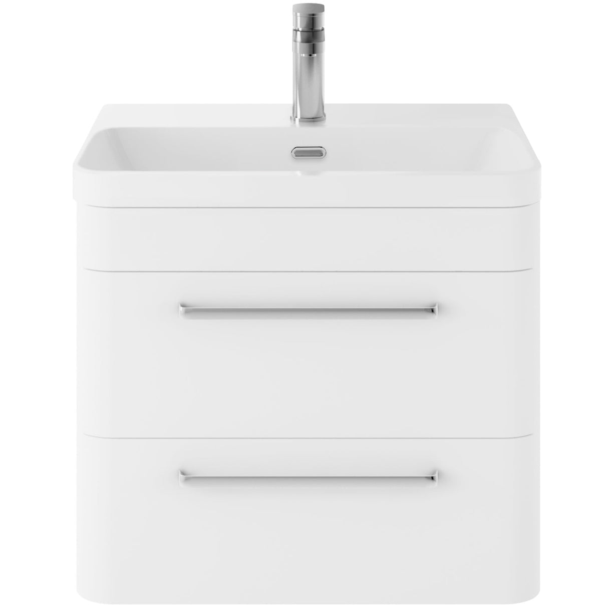 Hudson Reed Solar 600mm Wall Hung Vanity Unit & Basin, 2 Drawers Pure White SOL102B