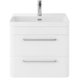Hudson Reed Solar 600mm Wall Hung Vanity Unit & Basin, 2 Drawers Pure White SOL102B