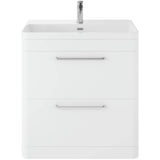 Hudson Reed Solar 800mm Floorstanding Vanity Unit & Basin, 2 Drawers Pure White SOL103B