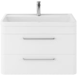 Hudson Reed Solar 800mm Wall Hung Vanity Unit & Basin, 2 Drawers Pure White SOL104
