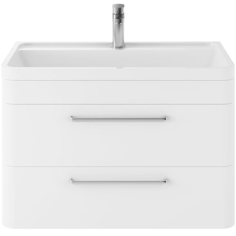 Hudson Reed Solar 800mm Wall Hung Vanity Unit & Basin, 2 Drawers Pure White SOL104