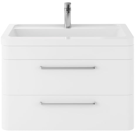 Hudson Reed Solar 800mm Wall Hung Vanity Unit & Basin, 2 Drawers Pure White SOL104A