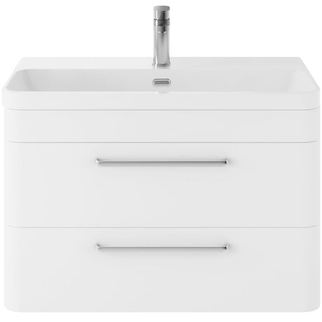 Hudson Reed Solar 800mm Wall Hung Vanity Unit & Basin, 2 Drawers Pure White SOL104B
