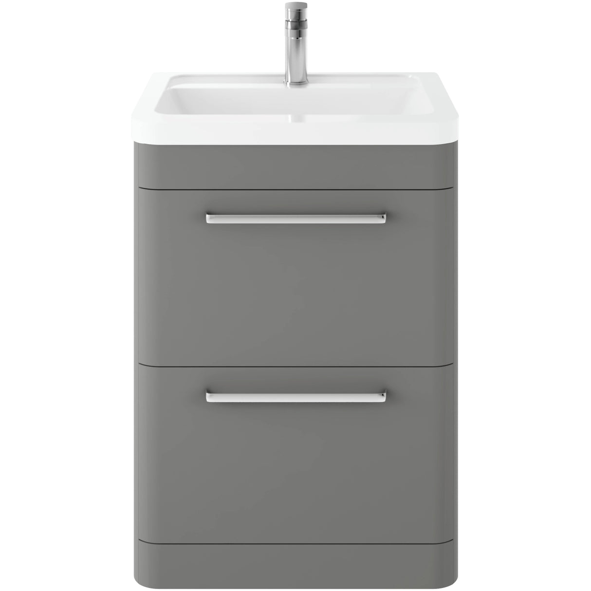 Hudson Reed Solar 600mm Floorstanding Vanity Unit & Basin, 2 Drawers Cool Grey SOL201A