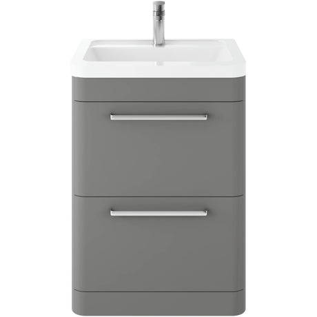 Hudson Reed Solar 600mm Floorstanding Vanity Unit & Basin, 2 Drawers Cool Grey SOL201A