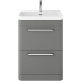 Hudson Reed Solar 600mm Floorstanding Vanity Unit & Basin, 2 Drawers Cool Grey SOL201B
