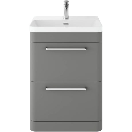 Hudson Reed Solar 600mm Floorstanding Vanity Unit & Basin, 2 Drawers Cool Grey SOL201B